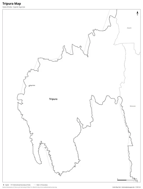 Tripura Map – Black & white