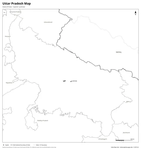 Uttar Pradesh Map – Black & white