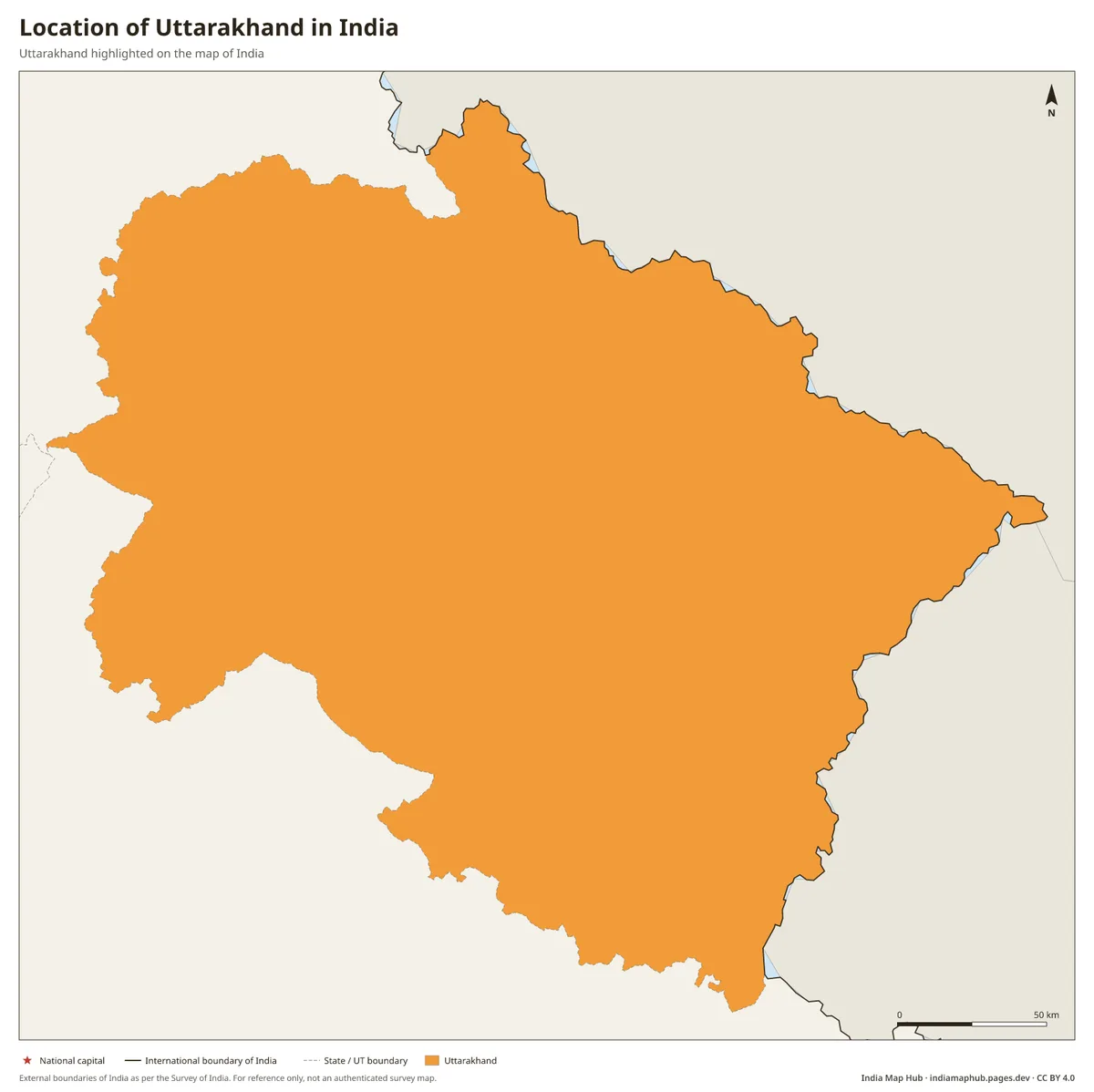 Location of Uttarakhand in India – Uttarakhand highlighted on the map of India