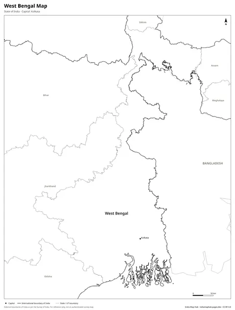 West Bengal Map – Black & white