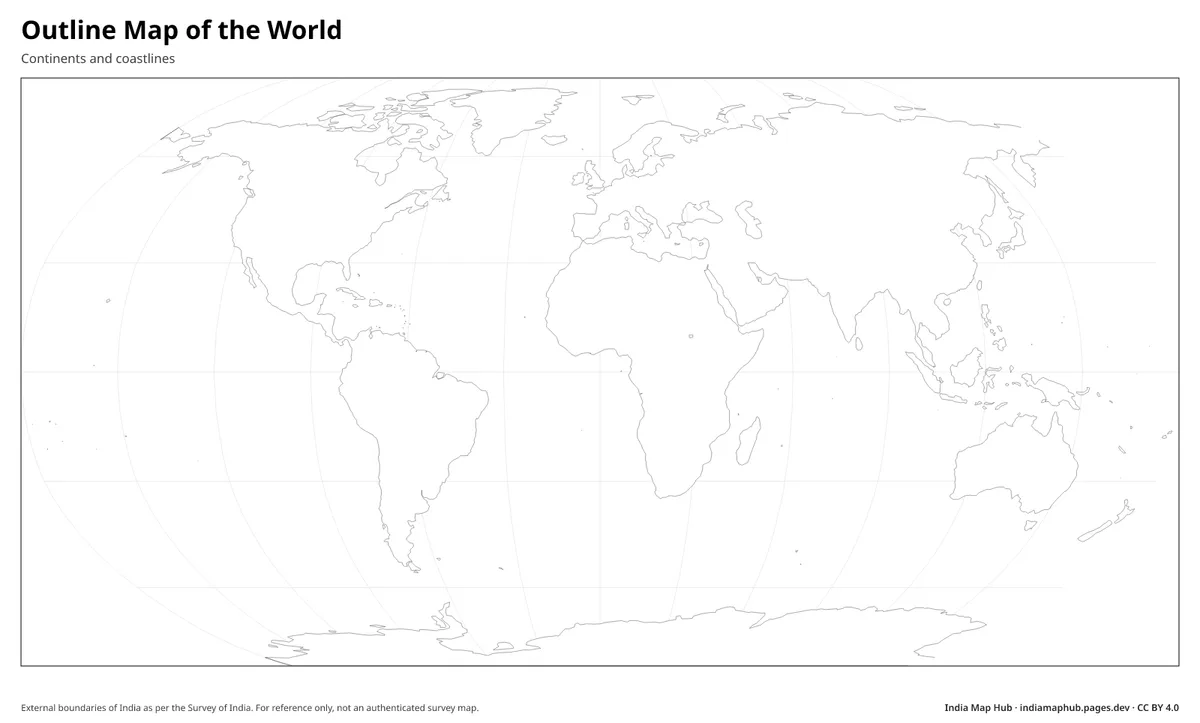 Outline Map of the World – Continents and coastlines